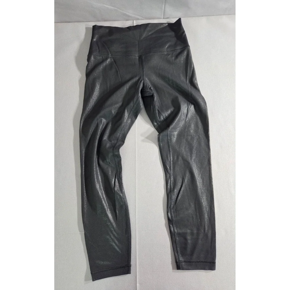 Lululemon Leggings Womens 8 Black Shinny Shimmer Align High Rise Shine Pants